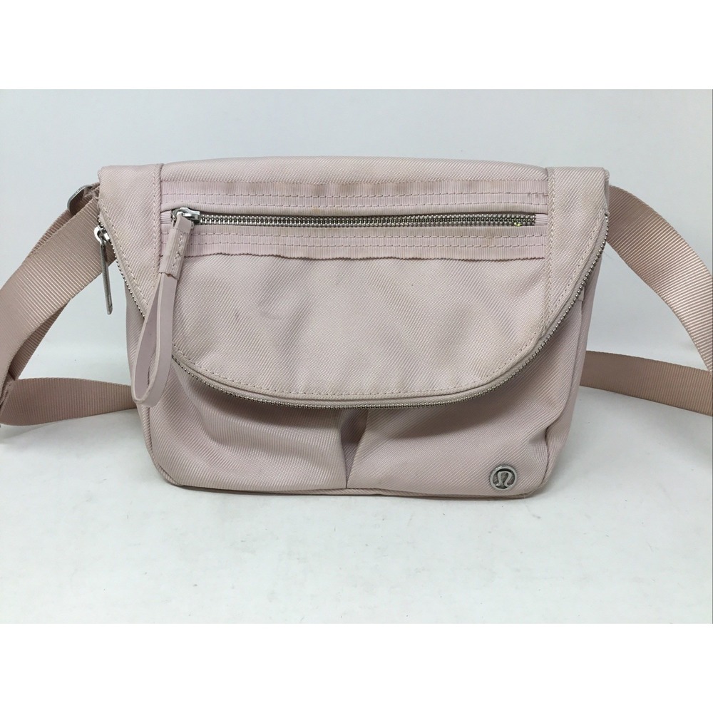 Lululemon Festival Bag II Pink Nylon Crossbody Messenger Bag Silver Hardware